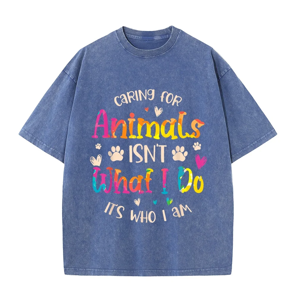 Caring for Animals Isn't What I do It's Who Animal Rescue T-Shirt Man T Shirts Men's Y2k Clothes 2000s Plus Size Shirt Top