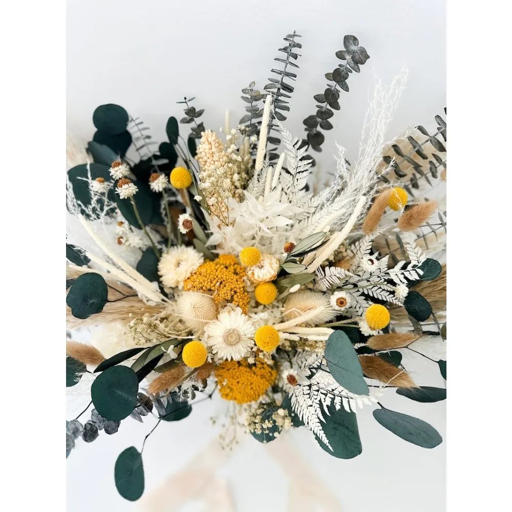 

Dried Flowers,Wildflower Yellow Pampas Grass Bouquet,Bride and Bridesmaids,Dried Flower Bouquet,Wedding Flowers