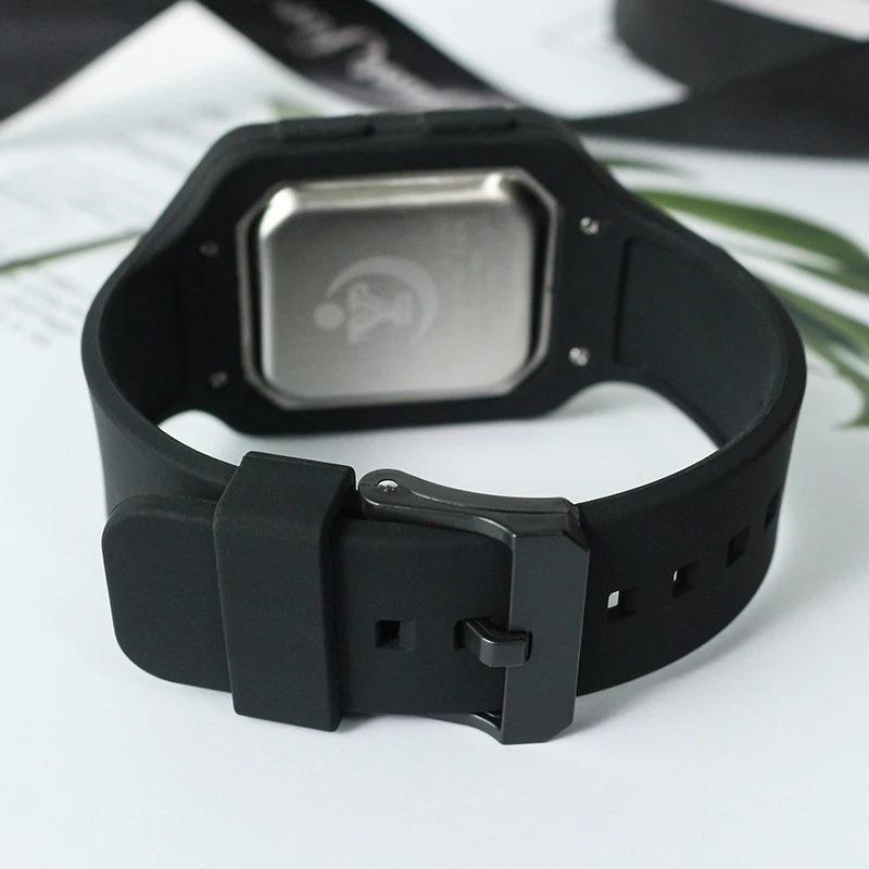 ساعة يد رقمية رياضية للرجال 50 متر مقاومة للماء، منبه، إضاءة خلفية، مينا مستطيلة، ساعة خارجية متعددة الوظائف