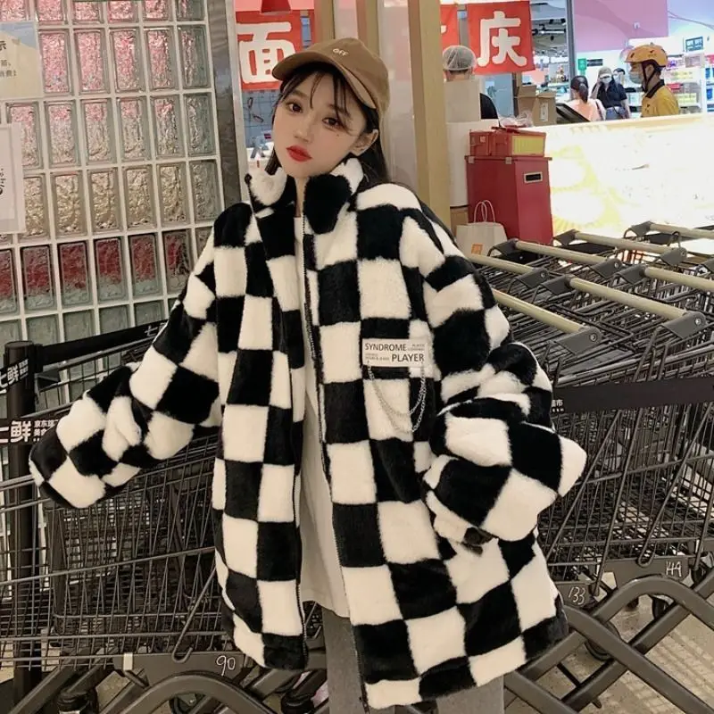 2021 new style swagh coat women loose padded coat to keep warm rabbit fur coat women jackets for women coat oversized jacket y2k