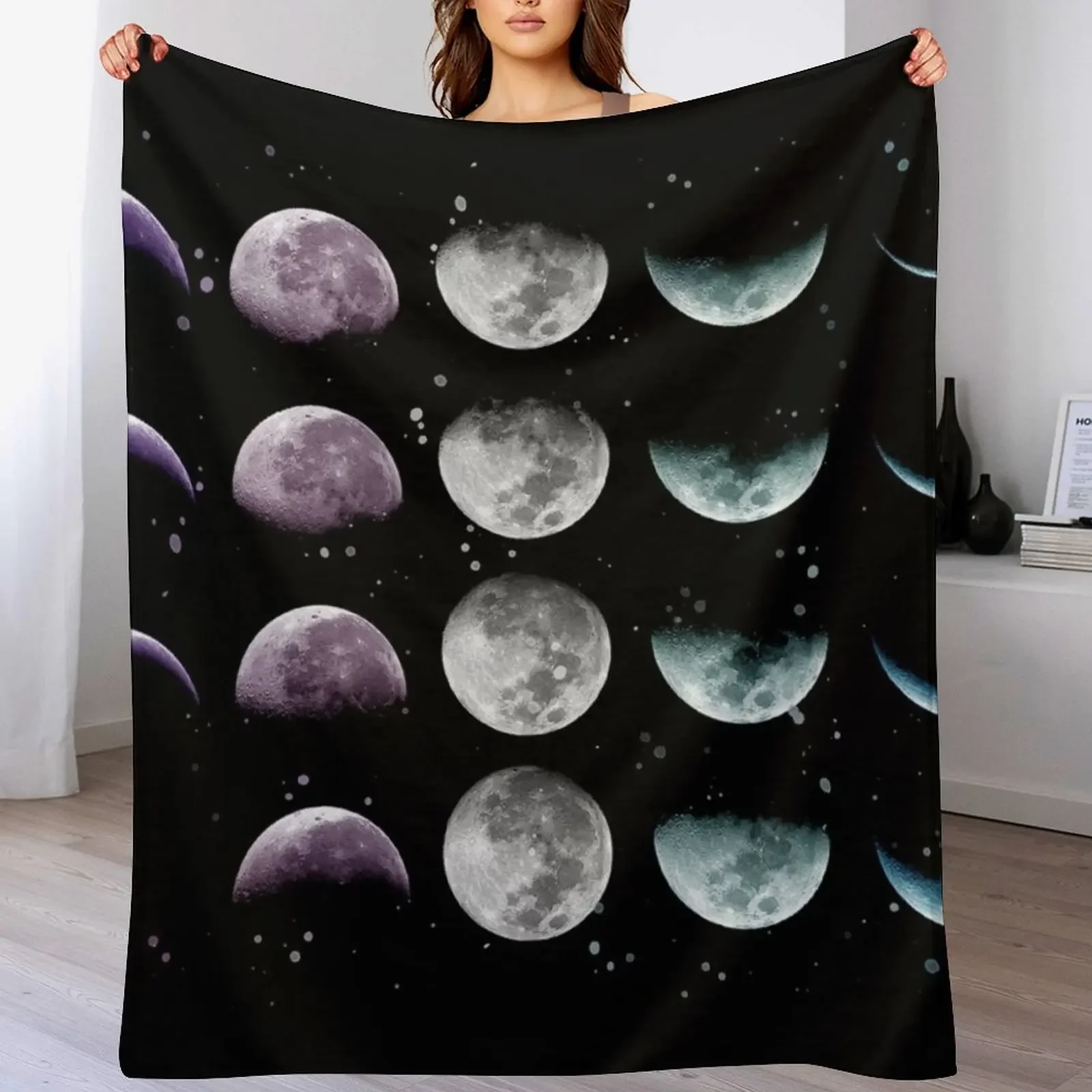 

Moon Phase Throw Blanket Fluffy Cozy Throw Blanket for Home Decor