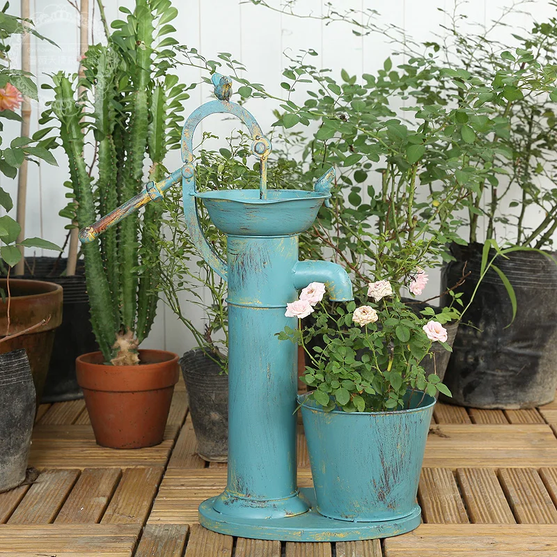 

Retro Iron Water Press Outdoor Balcony Flower Pots Display Windows Creative Gardening Decoration Do Old Craft Plant Stand