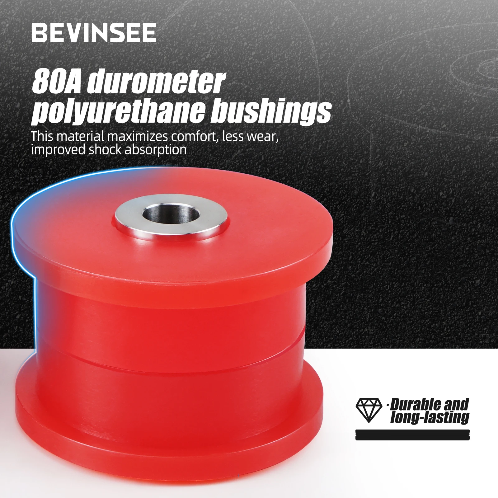 BEVINSEE Rear Trailing Arm Bracket & 80A Polyurethane Bushings Set for BMW E36 E46, Replace for 33303411878 & 33322228153