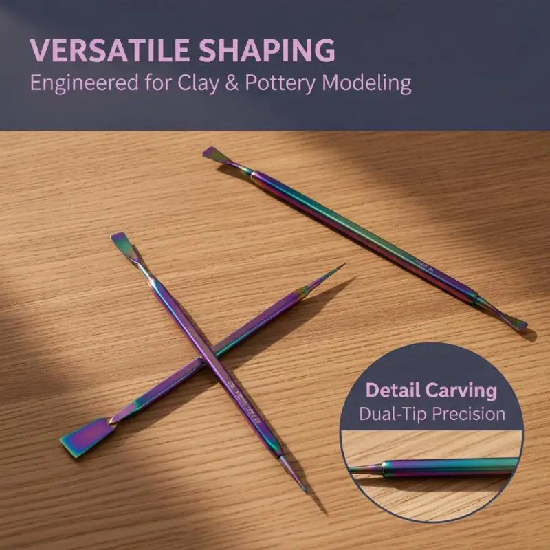 Colored Stainless Steel Clay Embossing Tools Durable Polymer Clay Carving Set for DIY Modeling Craft Making Lovers