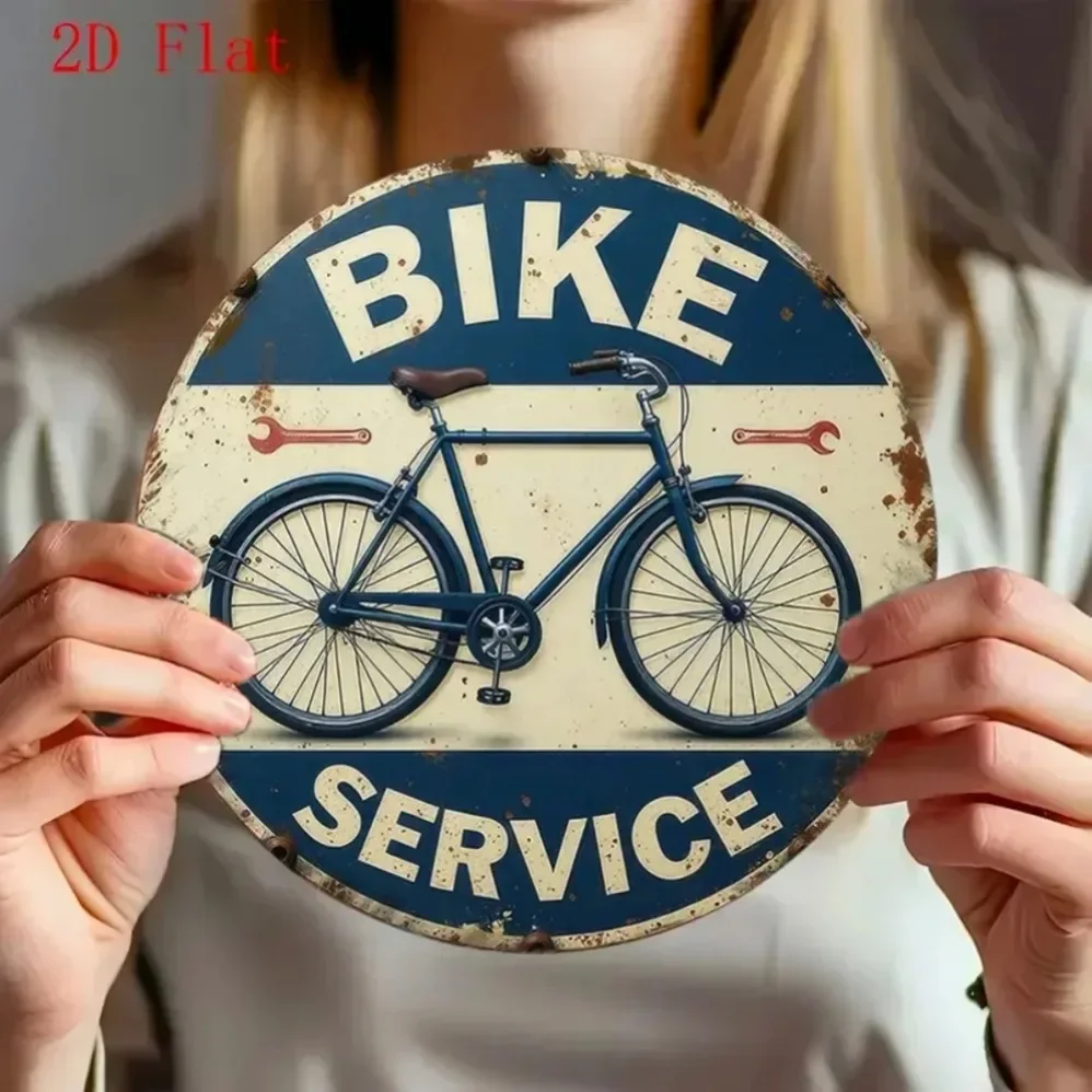 Retro Bicycle Service Aluminum Sign Rustic Vintage Garden Porch Bar Decor