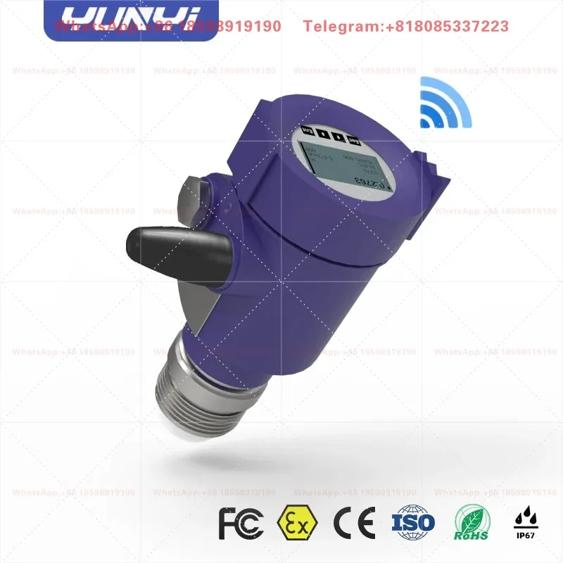 Yunyi NPT Threaded 80GHz Wireless Radar Water Level Sensor Modbus LCD Sanitary Food Processing Tank 1mm Accuracy IP67