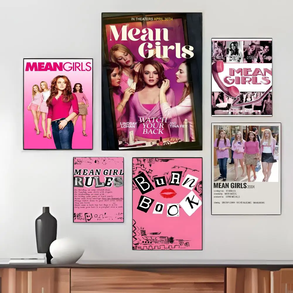 Classic Movie M-Mean Girls Poster Pegatina artistica HD autoadhesiva impermeable para salon dormitorio