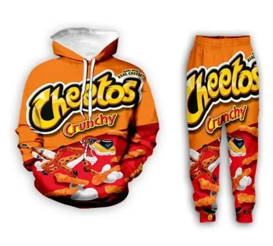 

New Men/Womens Cheetos Puffs Funny 3D Print Fashion Tracksuits Crewneck hoodie Joggers Pants + Hoodies TZ023