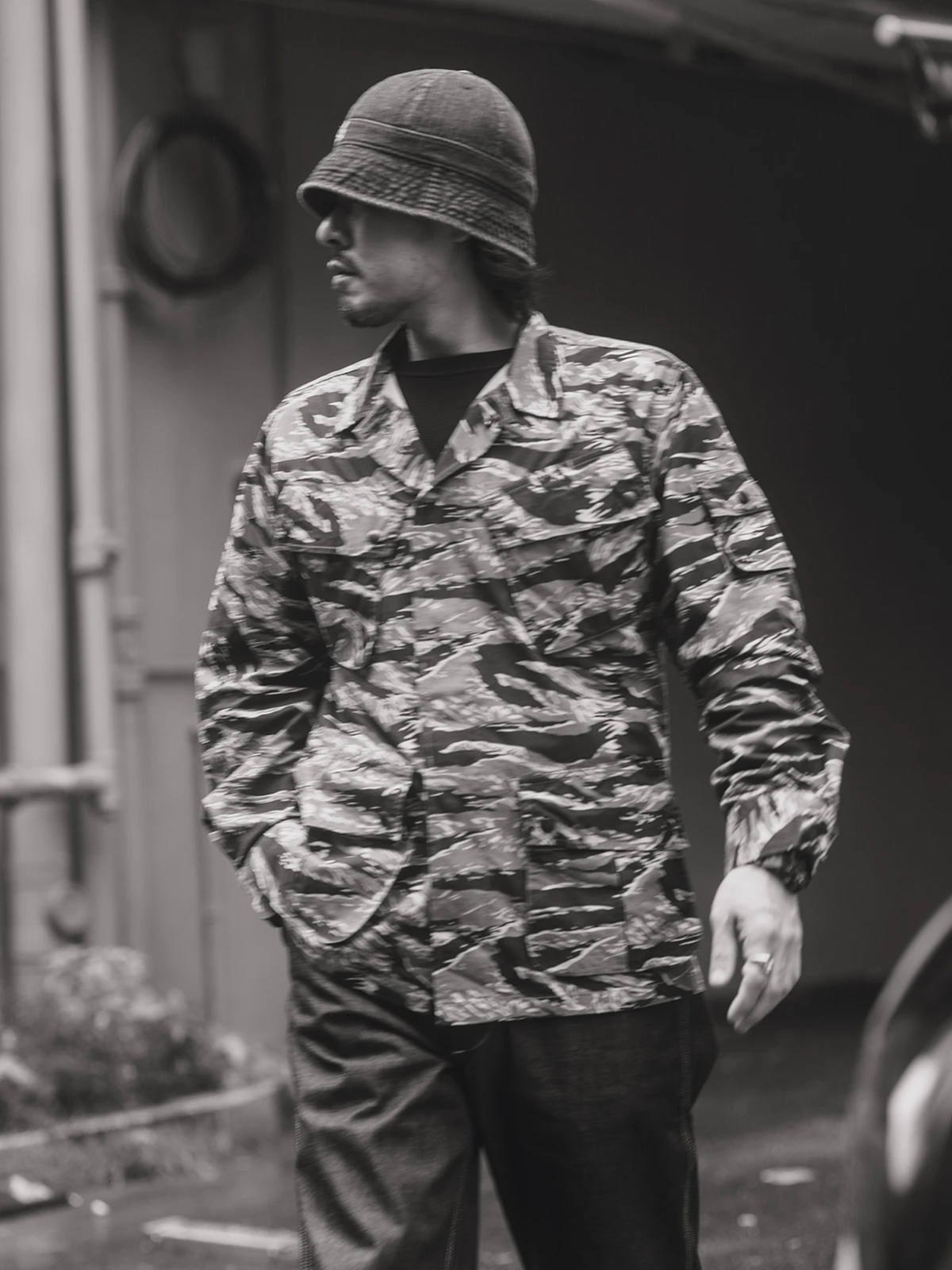 

Non Sto Tigerstripe Camouflage BDU Battle Jaet SOG CI Война во Вьетнаме Тропическое тактическое пальто Long Sve Stand Fit Мужское...