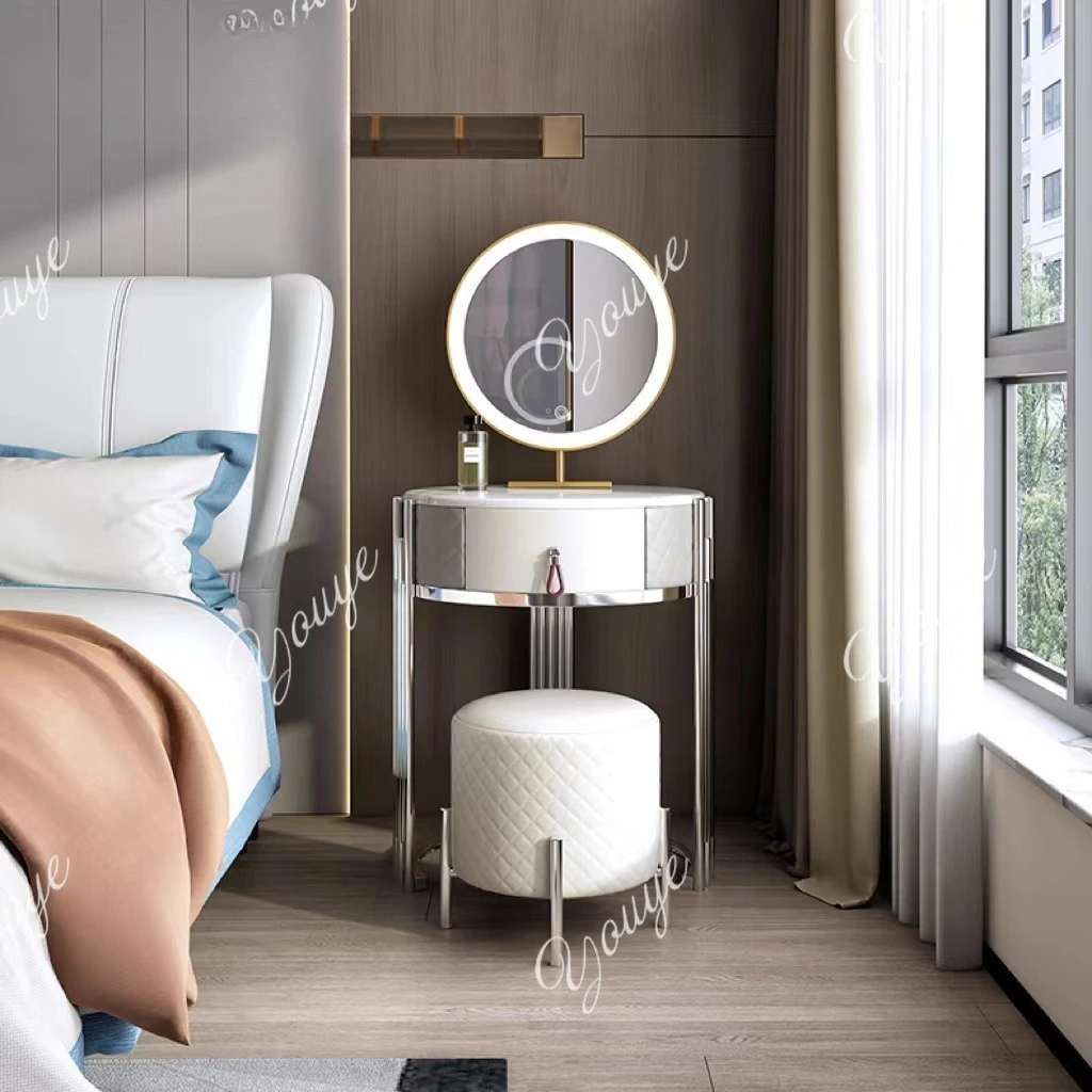 

Modern dressing table, dressing table, bedroom 60cm light luxury Italian mini solid wood dressing table