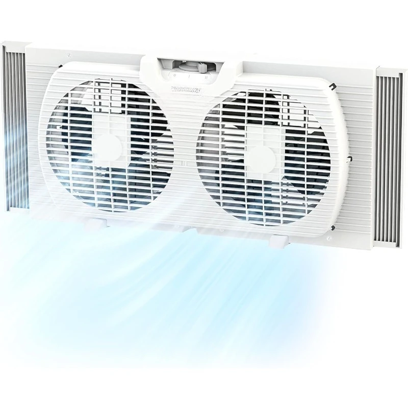 

Zone Twin Window Fan with Reversible Airflow Control, 9 inch, Auto-Locking Expanders, 2 Speed Fan, Dual Fan, Exhaust, Ai