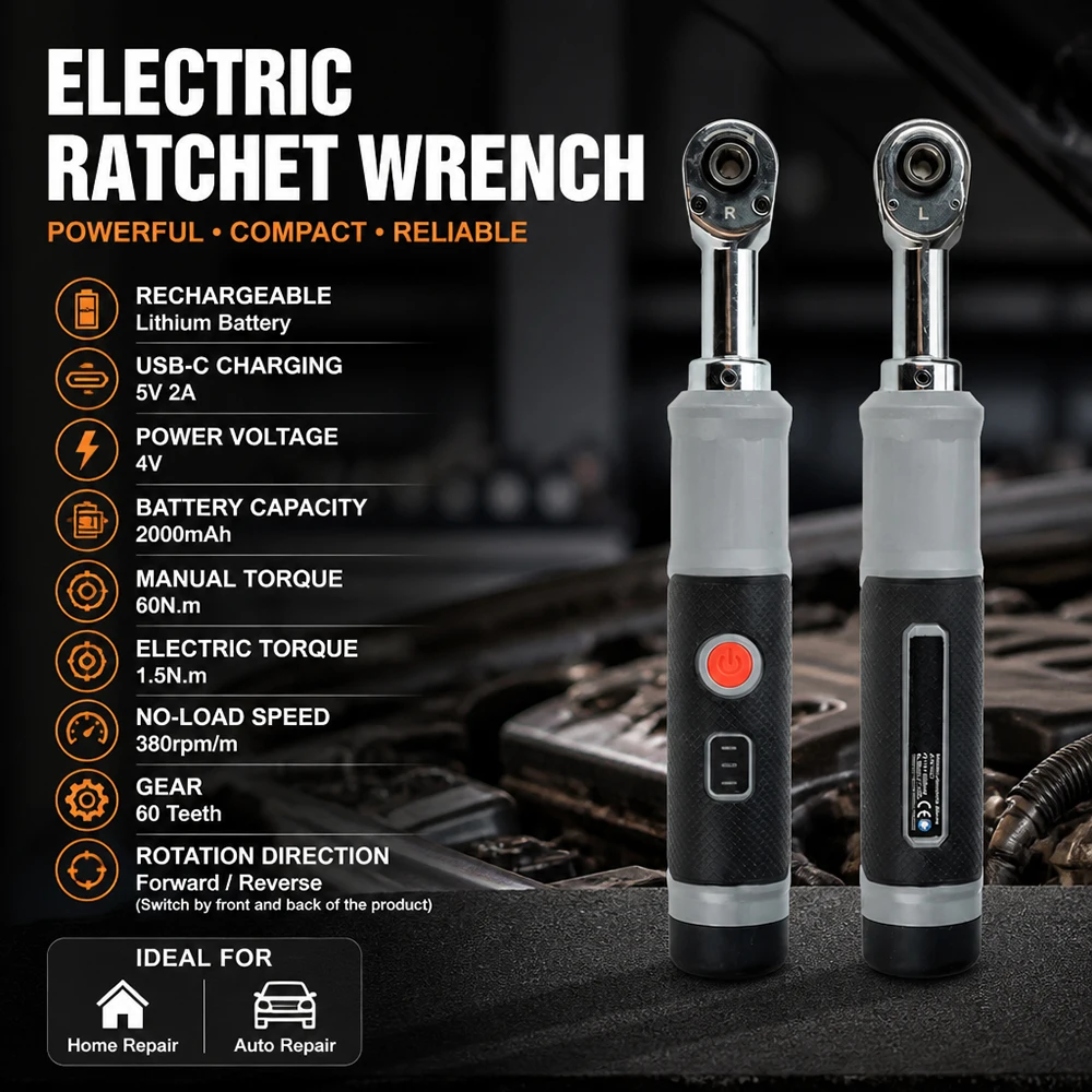 4v-rechargeable-electric-ratchet-wrench-1-4-inch-electric-tool-type-c-charge-3-gear-power-indicator-bidirectional-for-car-repair