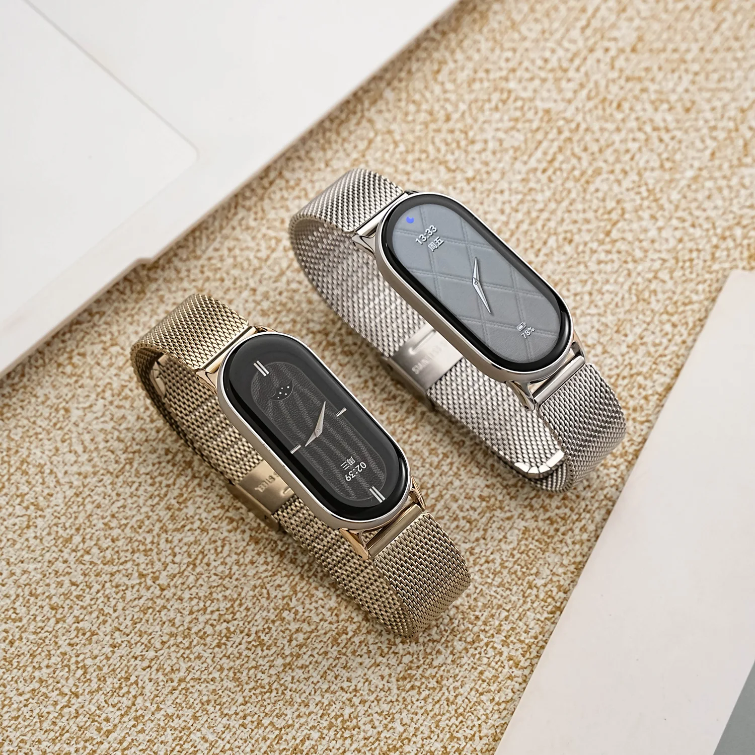 Mi Band 8,7,6,5,および4用のスチールブレスレット,Mi Band 8,7,6,5用のストラップ