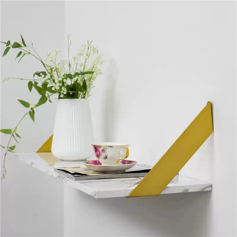Wall Mounted Shelf Golden Bracket Straight Partition Support Fixed Triangular Right Angle Load-Bearing Bracket Home Organization