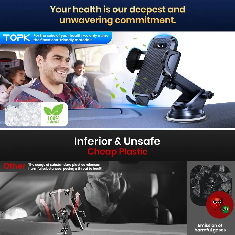 TOPK Cell Phone Holder for Car,Phone Mount Dashboard Windshield for iPhone 14 13 12 11 Pro Max,Samsung Galaxy S20+ S10 Note Plus image 4