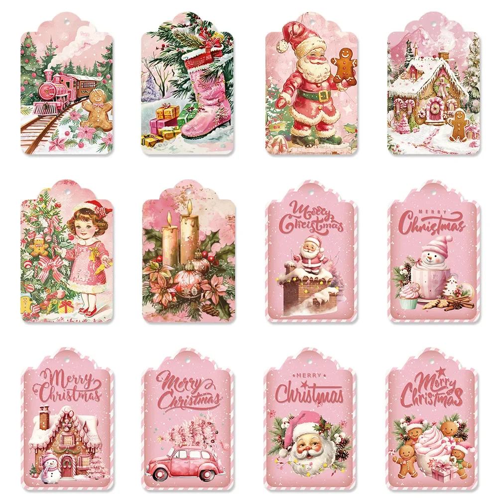 

Pink Christmas Themed Vintage Gifts Hang Tags Pendants Party Decorations Hanging Supplies