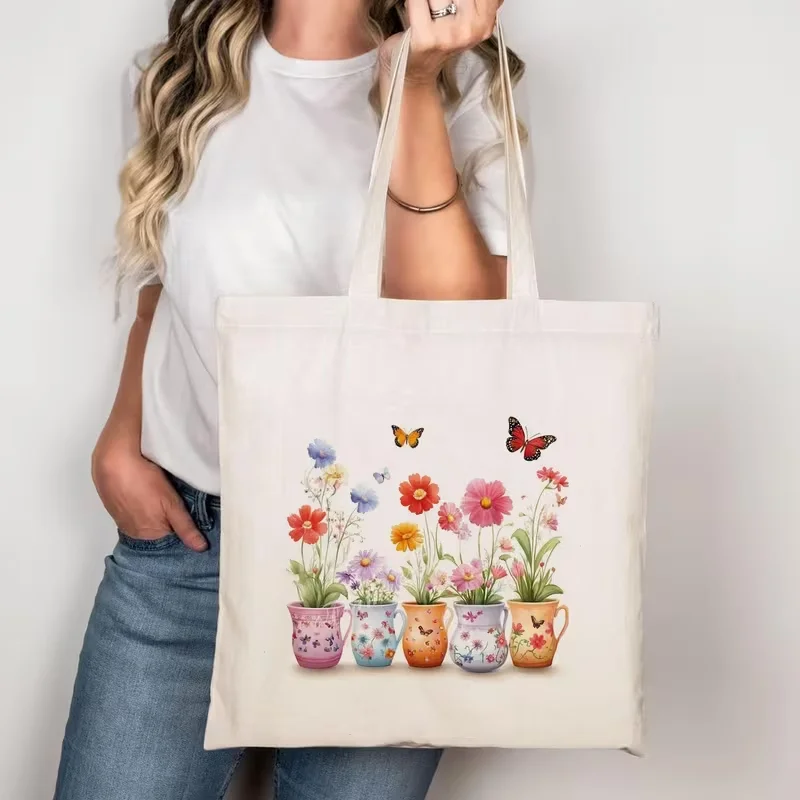 Vintage 1966 Limited Edition Canvas Tote Bag Retro Distressed Number Print Reusable Shoulder Bag For Women