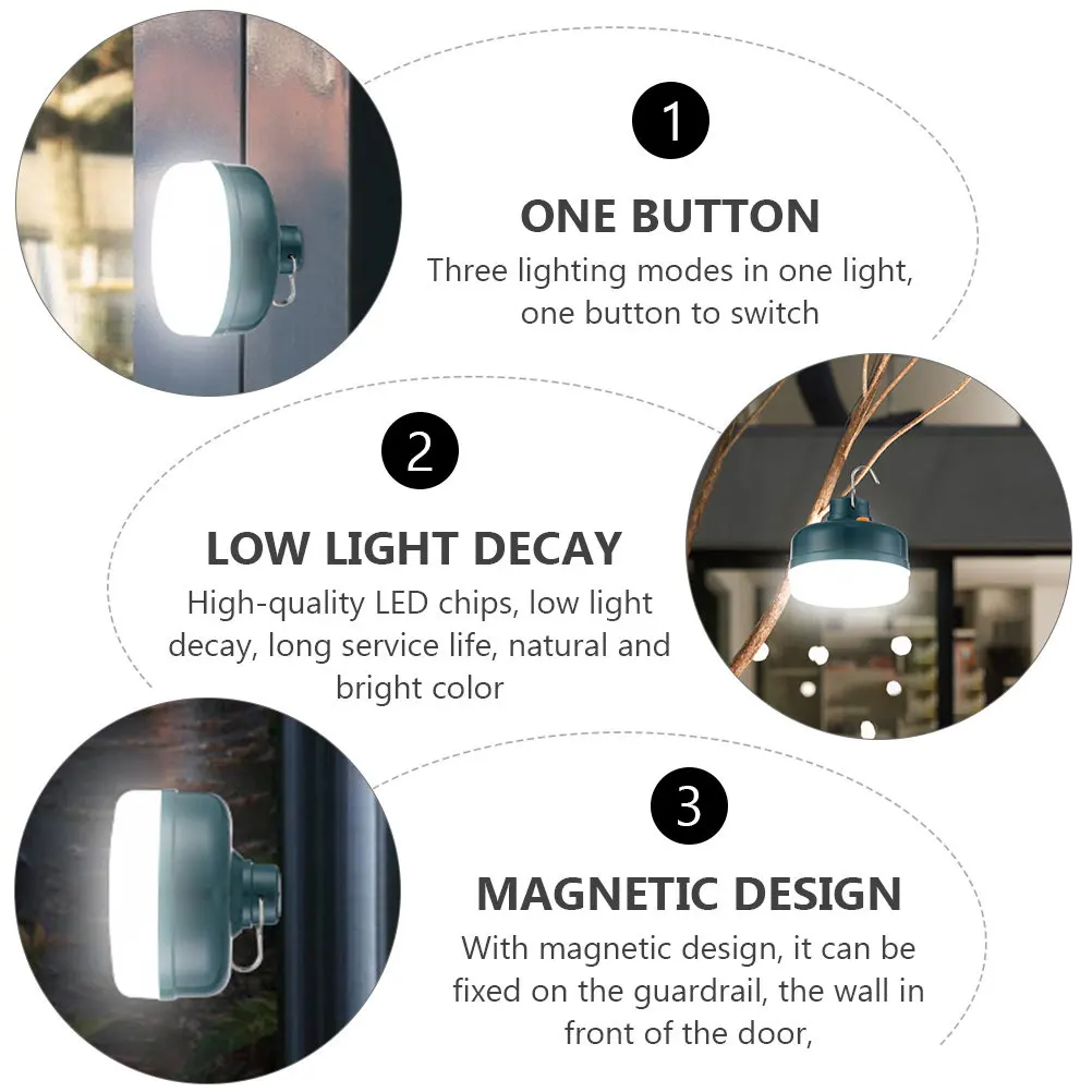 LED Camping Lantern Rechargeable Magnetic Outdoor Night Light for Emergency Power Outage Stall Hiking Tent Rainproof Portable