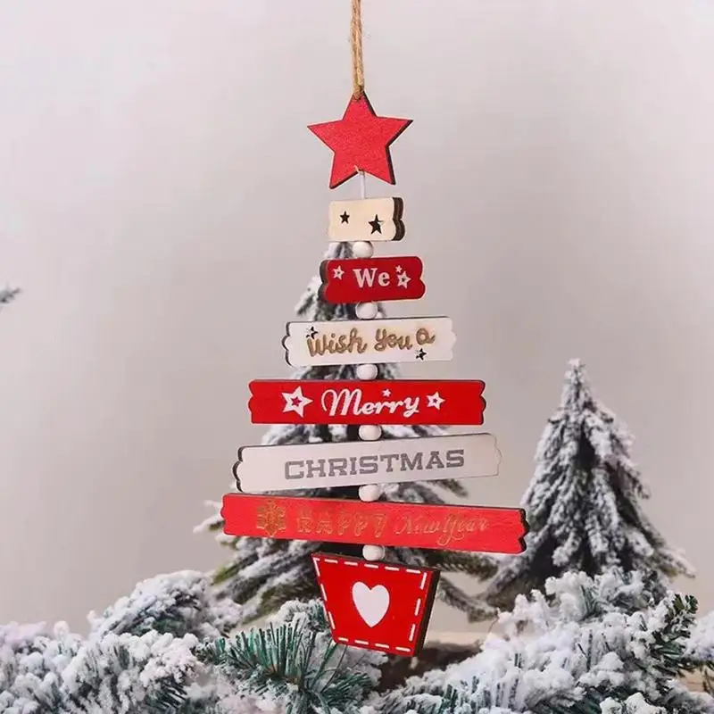 Wooden Christmas Tree Decorations Christmas Tree Shaped Colorful Letters Decorations We Wish You A Merry Christmas Decoration