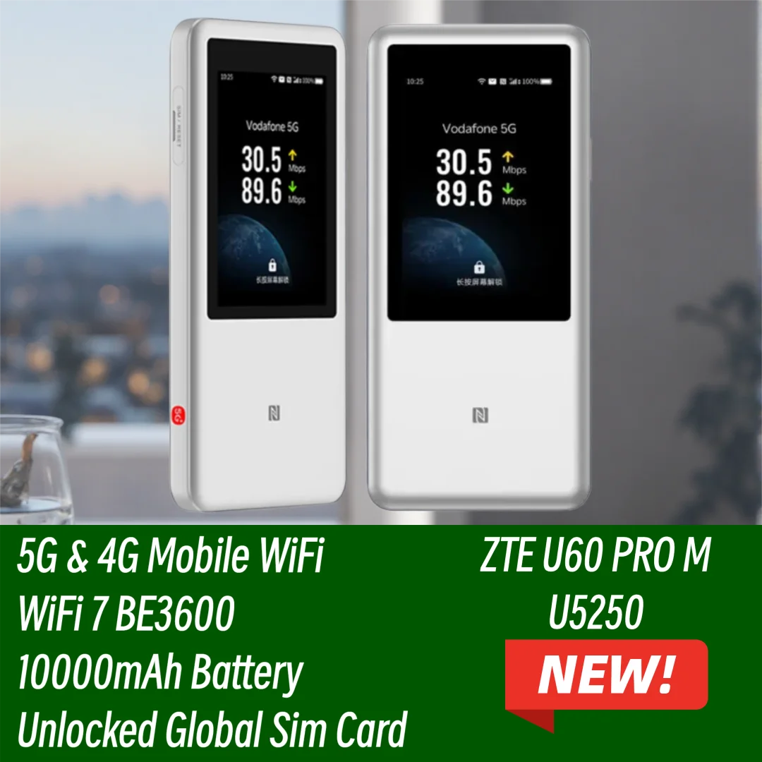 New ZTE U60 Pro MU5250 5G Mobile WiFi Router 5G-A Qualcomm SDX75 WiFi 7 BE3600 Pocket Hotspot 5G 4G LTE Sim Card MiFi Lock Band