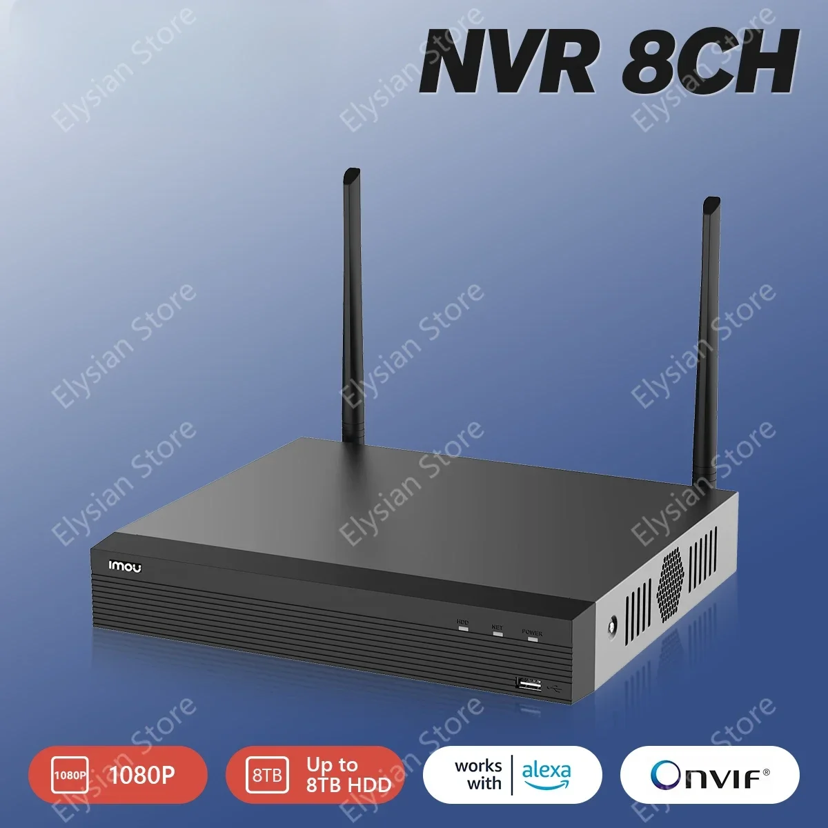 Wi-Fi 1080P NVR 8CH Wireless NVR Resolution Strong Metal Shell Conforms to ONVIF Standards