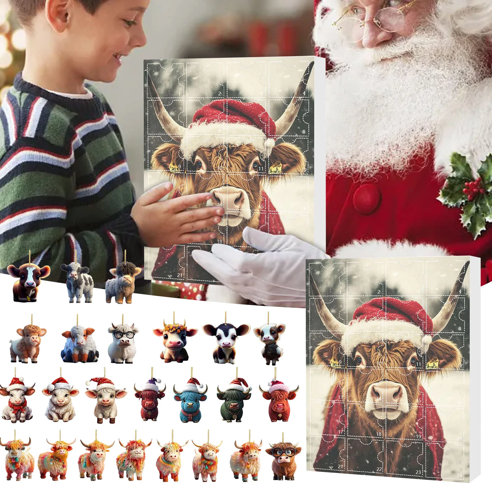 Minuterie de cuisine manuelle arbre de noël pendentif dinosaure calendrier de l'avent 2024 24 jours compte à rebours de noël calendrier minuterie 30 Min