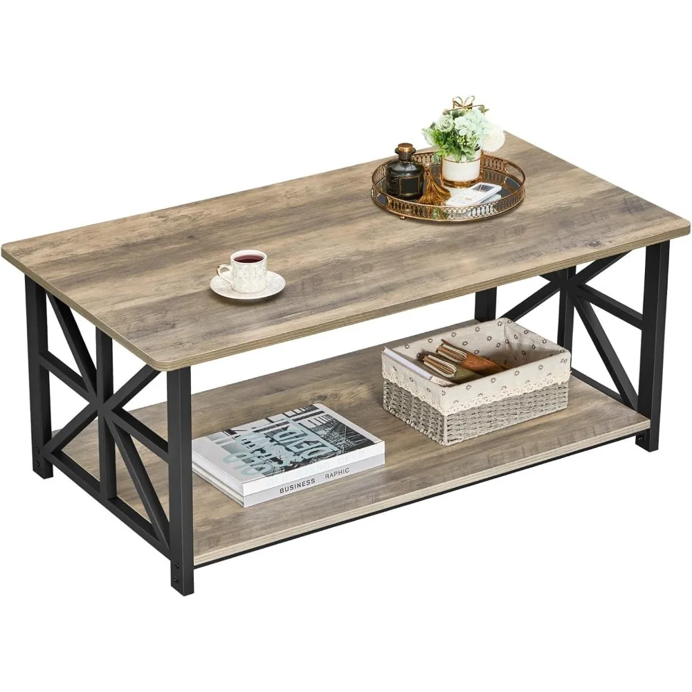 

Coffee Table for Living Room with Round Corners Farmhouse Style