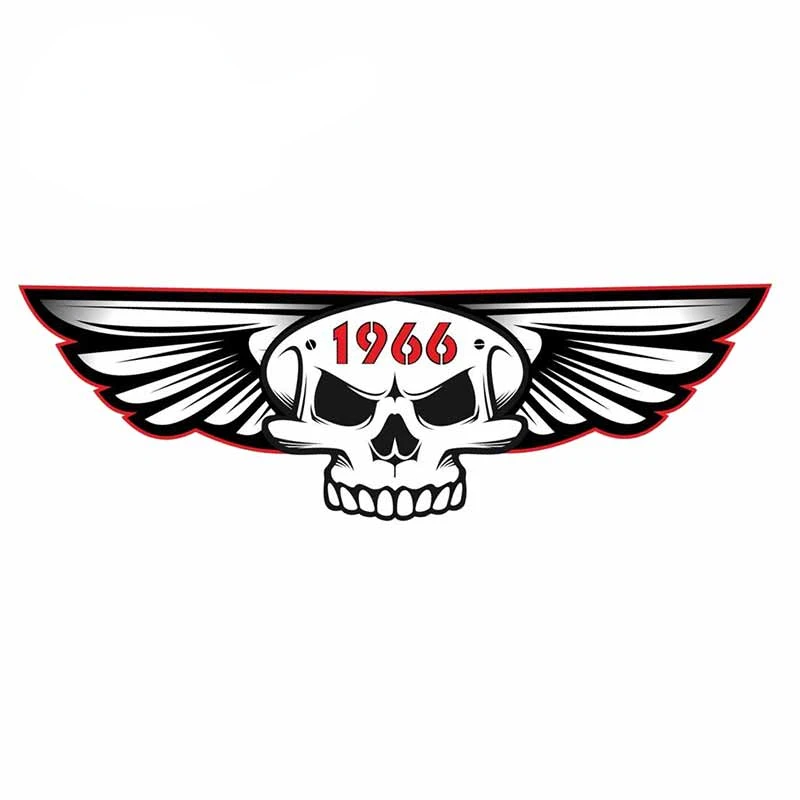 

Gothic with Wings Year Dated 1966 & 1973 Retro Biker Vinyl Car Sticker Trunk Window Decal