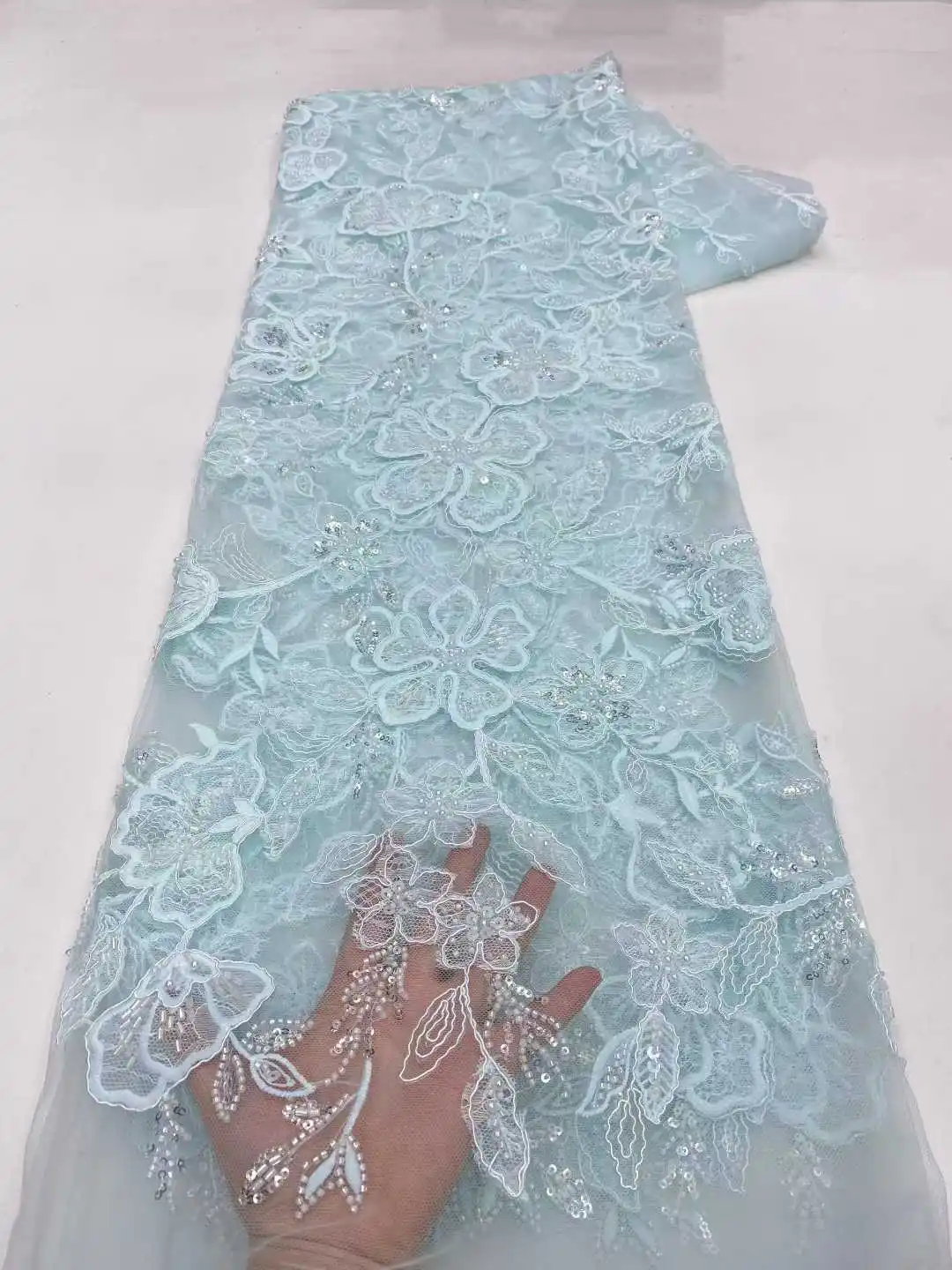 

Элитная африканская кружевная ткань 2026 года: высококачественные кружева с пайетками и бисером для нигерийских свадеб, французский тюль