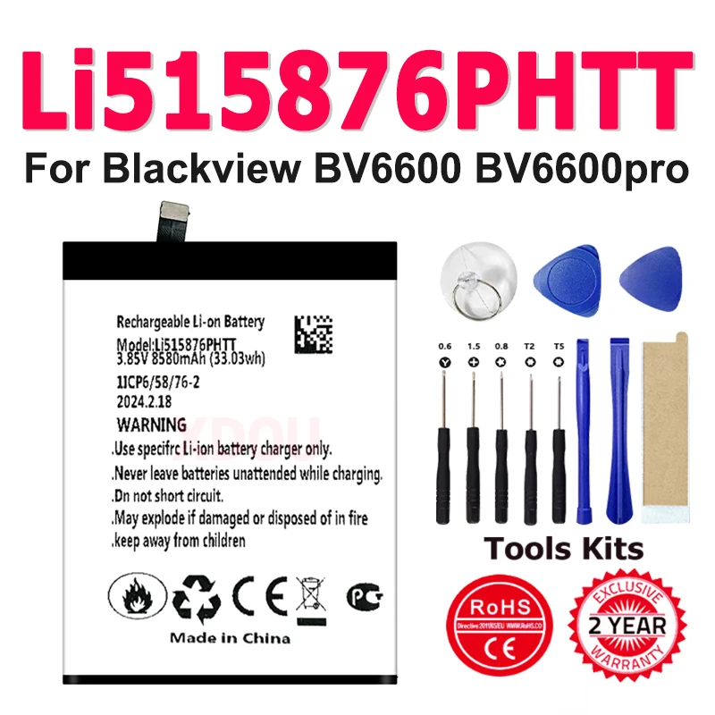 

Li515876PHTT BV6600 BL6600 8580 мАч Сменный аккумулятор для мобильного телефона Blackview BV6600 BV6600pro Helio A25 Батареи для смартфонов