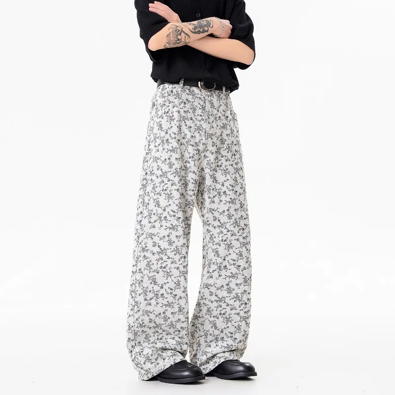 

American Style High Street Dark Loose Straight Tube Embroidered Jeans INS Fashion Casual Loose Fit Denim Pants