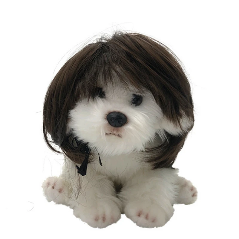 Funny Dog Wig For Small Medium Large Dog With Head Flower, Trimmable Pet Costume Cat Cosplay Decoration Easy To Use