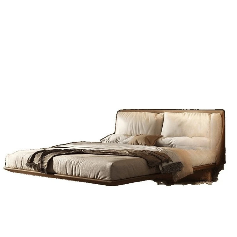 

Suspended elephant simple modern master bedroom double bed leather small apartment Italian night light soft bag wedding bed