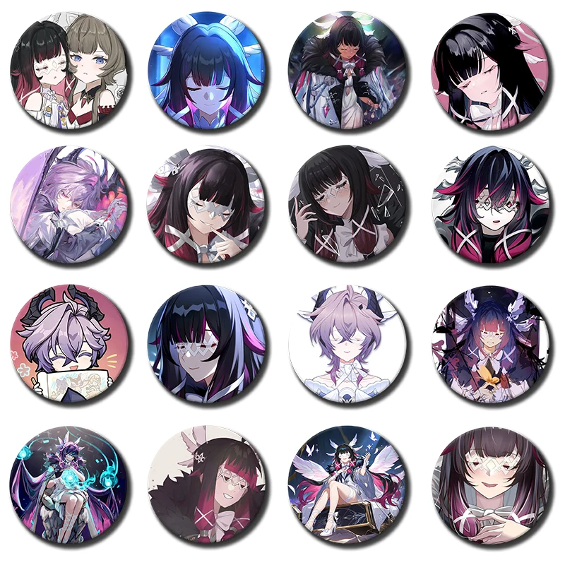 58mm G-Genshin Impact Anime Game Button Pins Cartoon Figure Durin Columbina Lohen Badges Backpack Hat