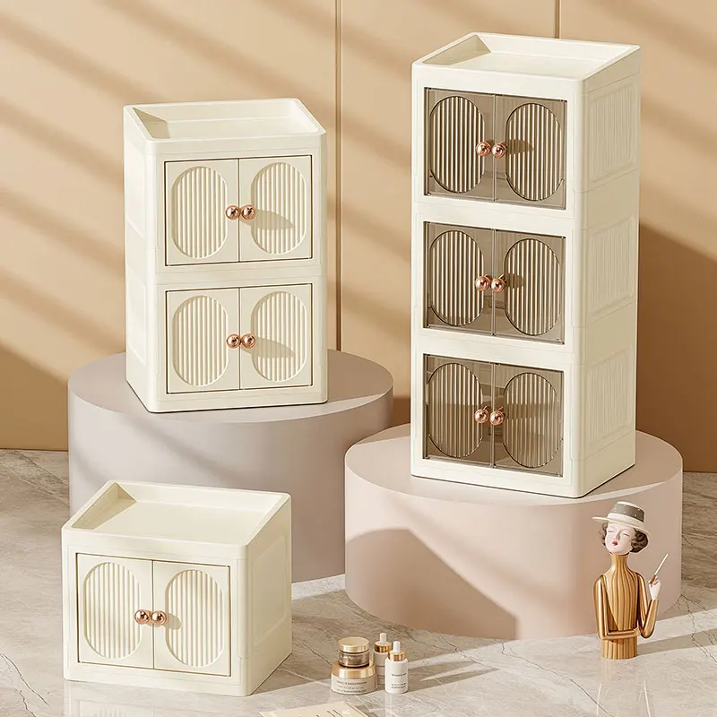 Multi-Layer Foldable Tabletop Storage Organizer, Large Capacity Desktop Cabinet, Multifunctional Desk Rack for Home Cosmetics
