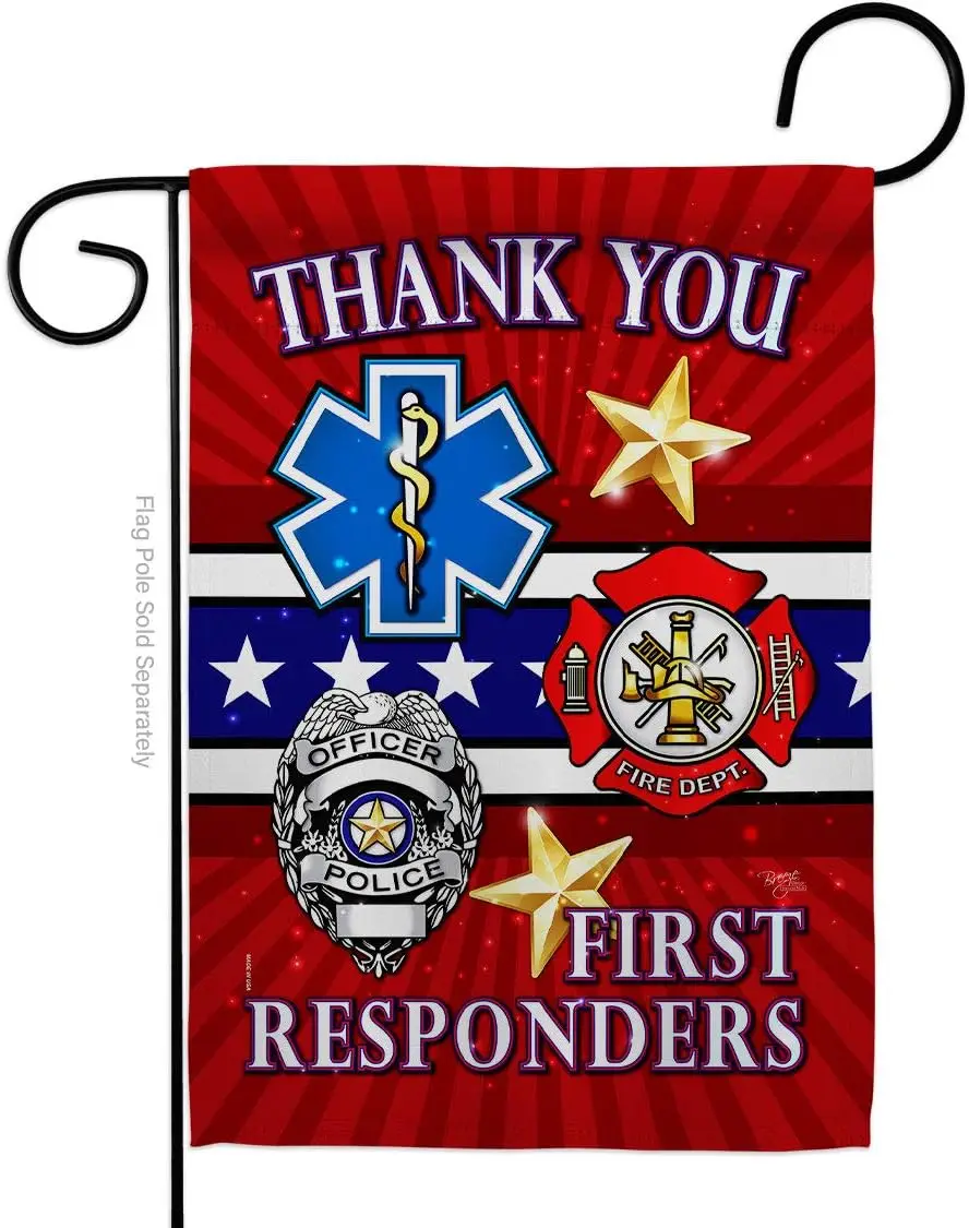 First Responders Garden Flag - Armed Forces Service All Branches Support Honor United State American Military Veteran Official -