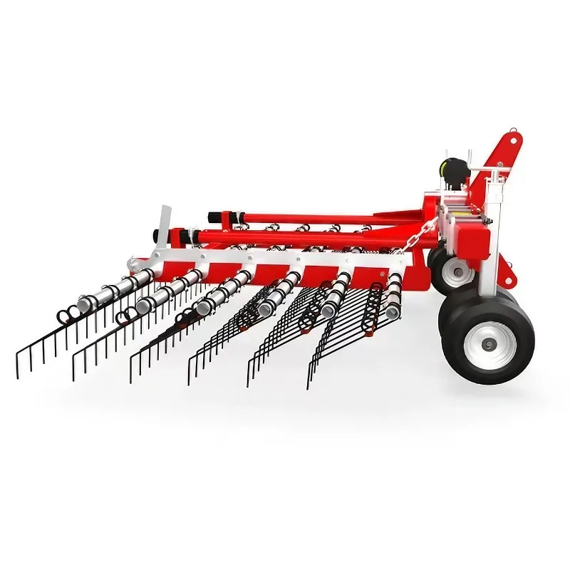 Towed multi-tooth turf rake with turf tires for football and stadium maintenance