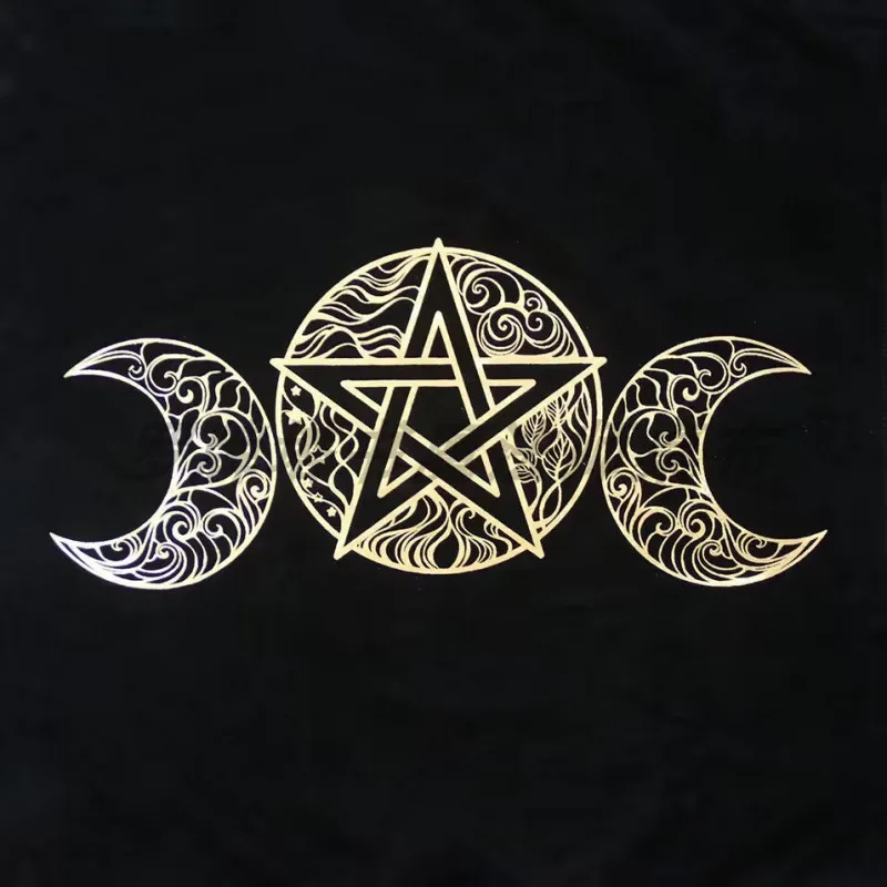VIKAMA Tarot Altar Cloth Black Gold Divination Mat Reading Witchcraft Spiritual Ritual Home Decor