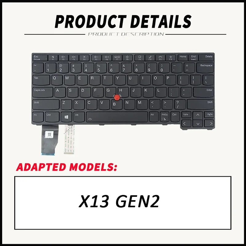 Laptop Replacement Keyboard for Lenovo Thinkpad X13 Gen2 without/with Backlight Built-in Keyboard US/UK/JP/DE/FR/RU Layout