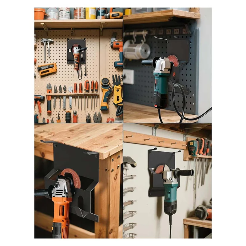 AT63-Angle Grinder Holder, Wall Mount Bracket Angle Grinder Storage Rack With Wire Holder, Angle Grinder Stand Tool