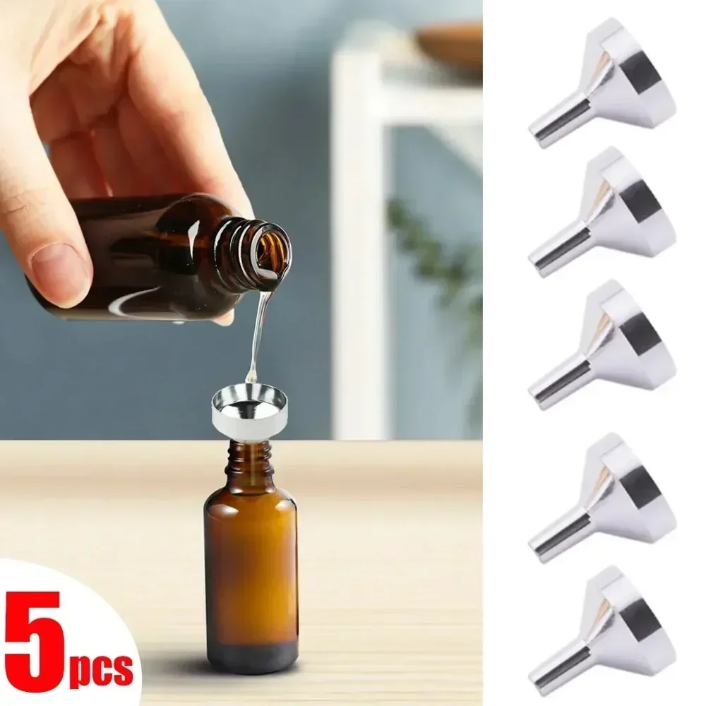 5pc/set Mini Funnel Aluminum Alloy Perfume Dispenser Pipette Liquid Dispensing Tool Transferring Liquid Makeup Water Refill Tool