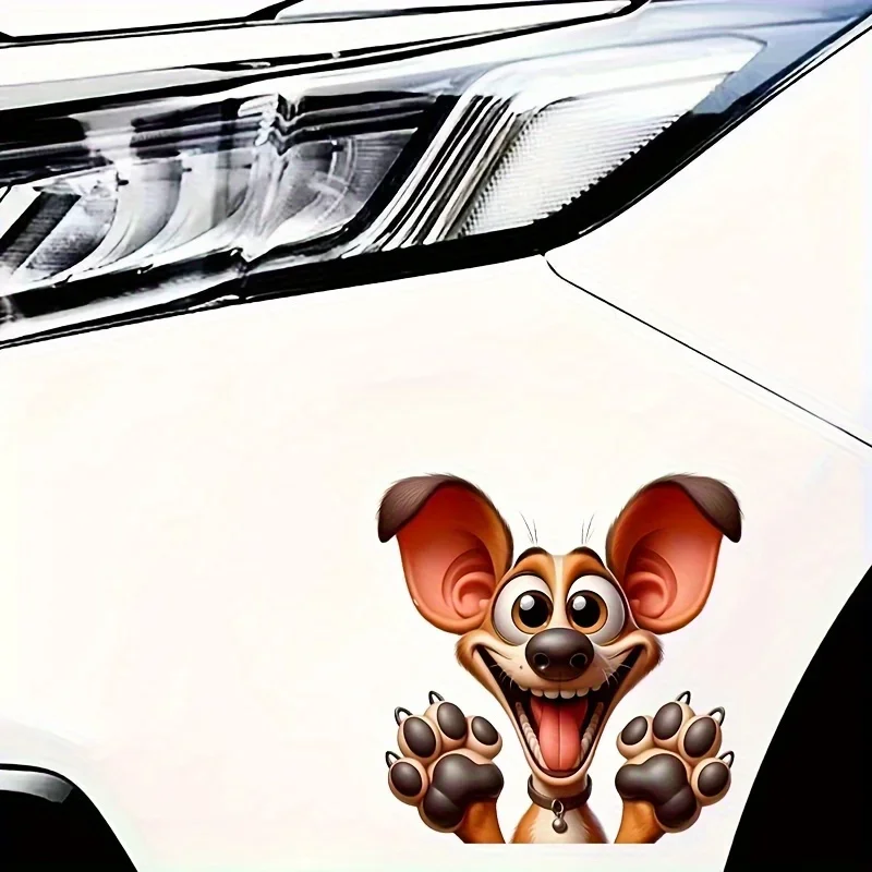 

1 шт. Милая виниловая наклейка с веселой собакой, коричневая и бежевая, с очаровательными глазами, водонепроницаемая, самоклеящаяся, прочная наклейка для декора автомобиля и ноутбука