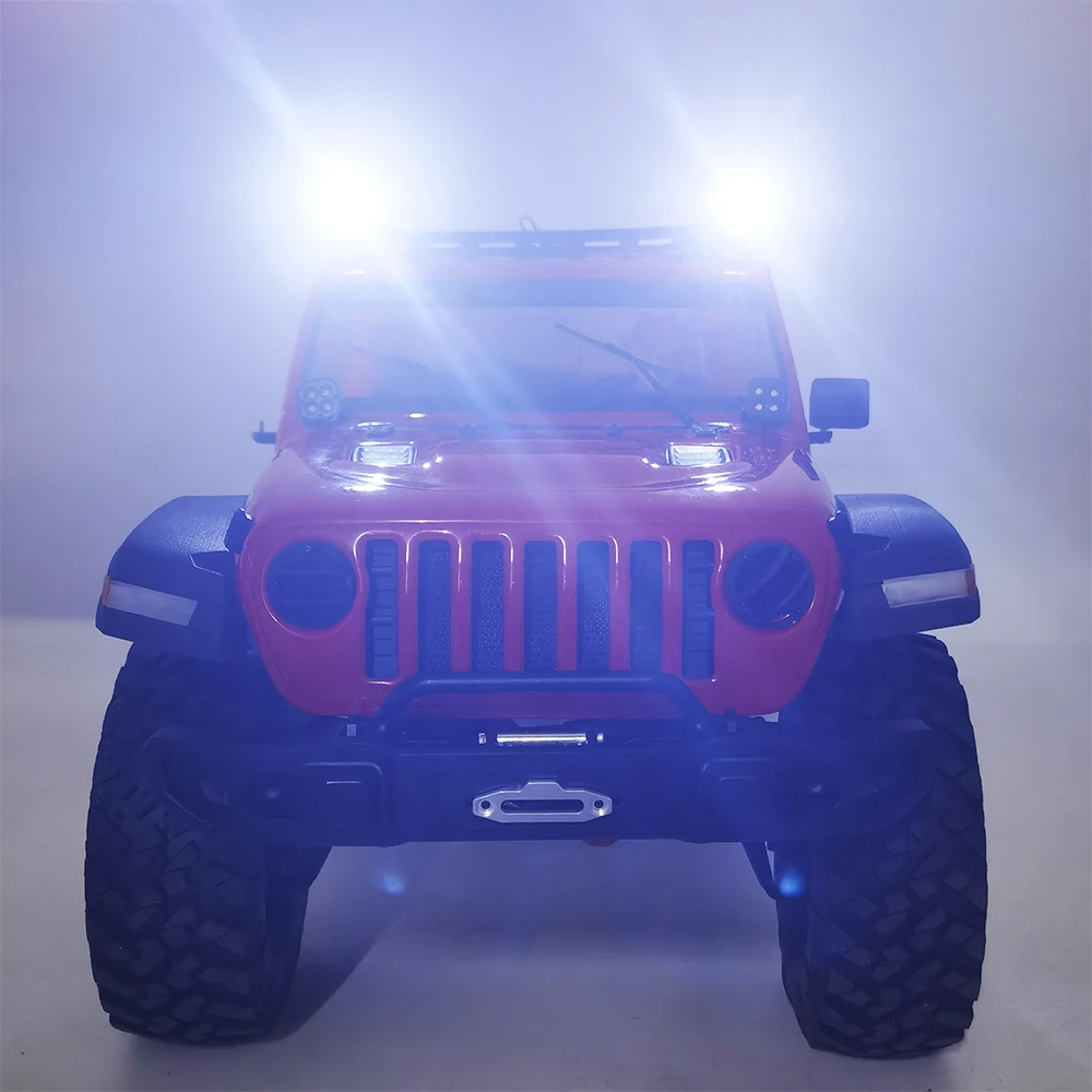 YEAHRUN RC Car LED Roof Light Round Square Headlights Bright Lamps For 1/10 RC Crawler Axial SCX10 Trx6 Trx4 Lights