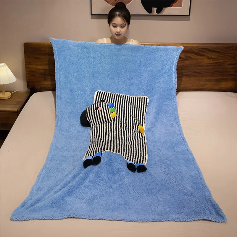 Elephant Pillow Blanket 2-in-1 90% off Foldable Air Conditioning Blanket Sofa Office Cushion Lying Pillow Car Headrest