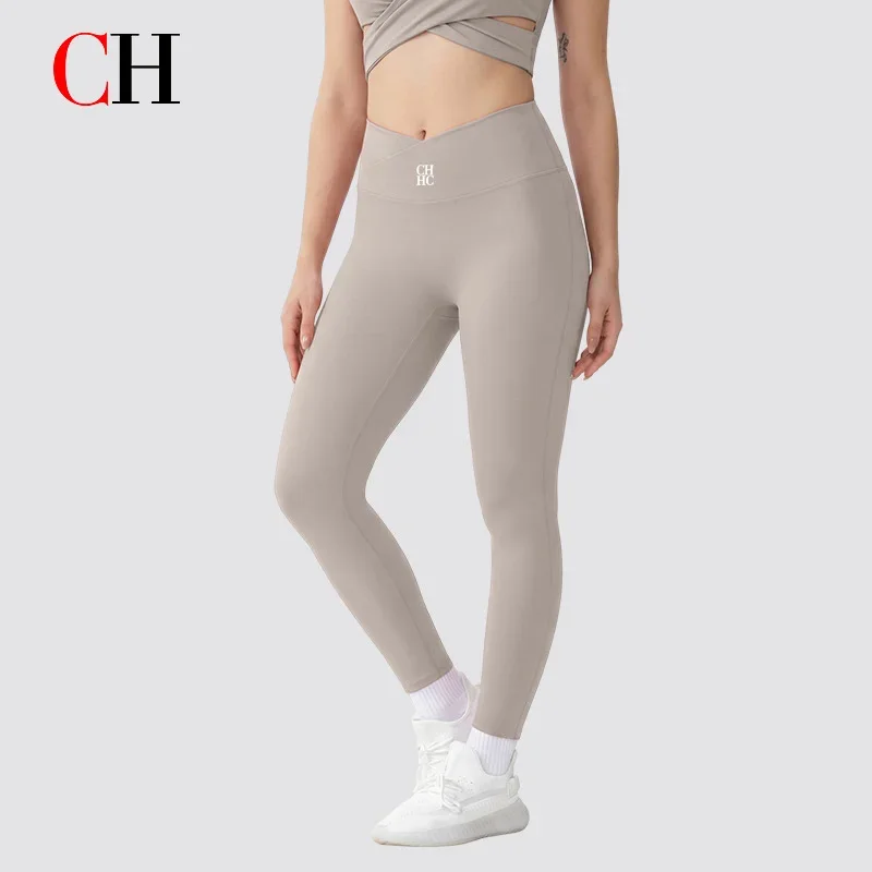 CH High Waist Yoga Leggings Set Women Cross Waist Sports Suit Workout Fitness Pants SeamlessActivewear