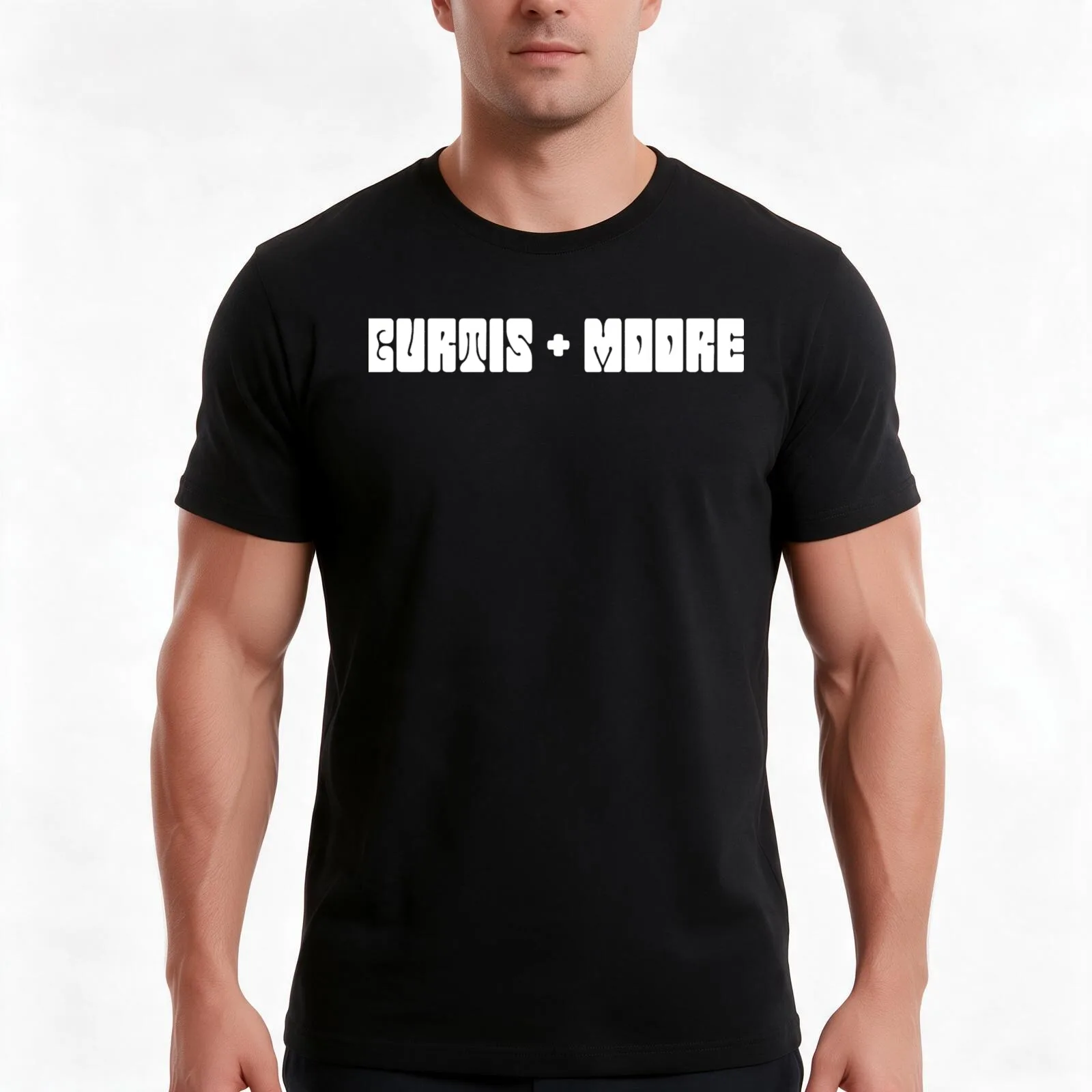 Curtis Moore T-Shirt Summer Casual Cotton Tee Oversized Streetwear Tops Vintage Graphic Print Loose Fit Short Sleeve