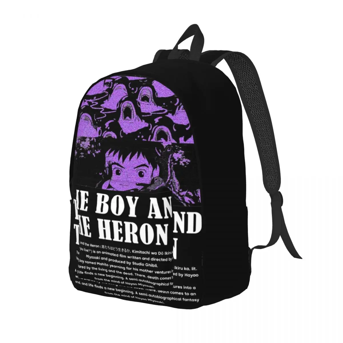 Anime The Boy And The Heron Backpack for Boy Girl Kids Student School Bookbag Canvas Daypack Preschool Primary Bag with Pocket