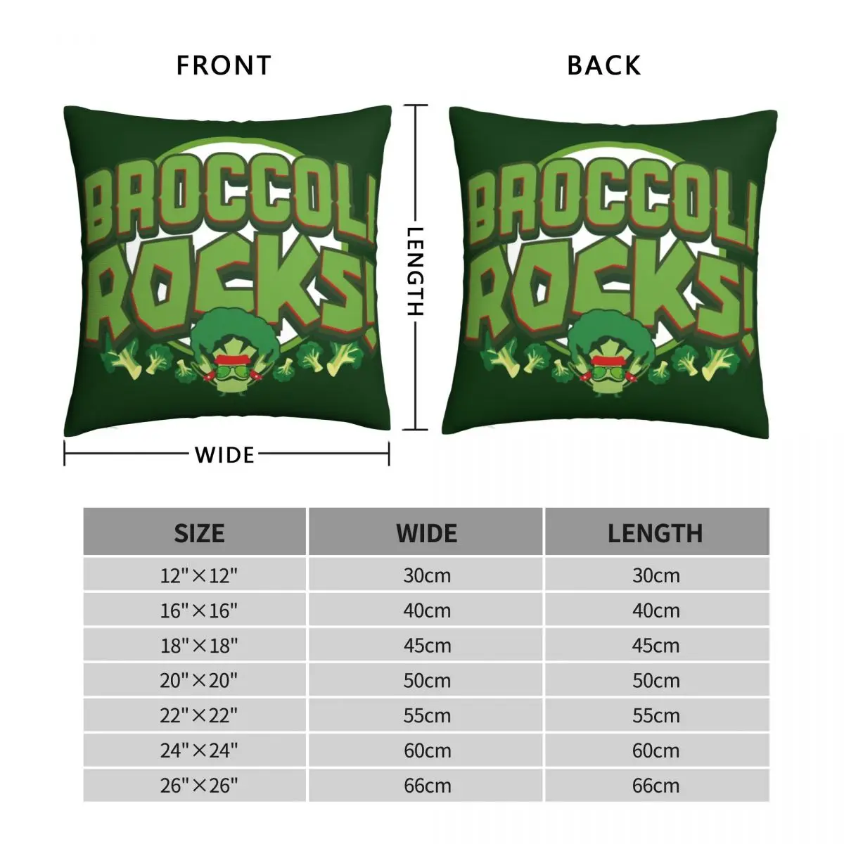 Vegetarian Broccoli Rocks Square Pillowcase Polyester Linen Velvet Printed Zip Decor Pillow Case Bed Cushion Cover