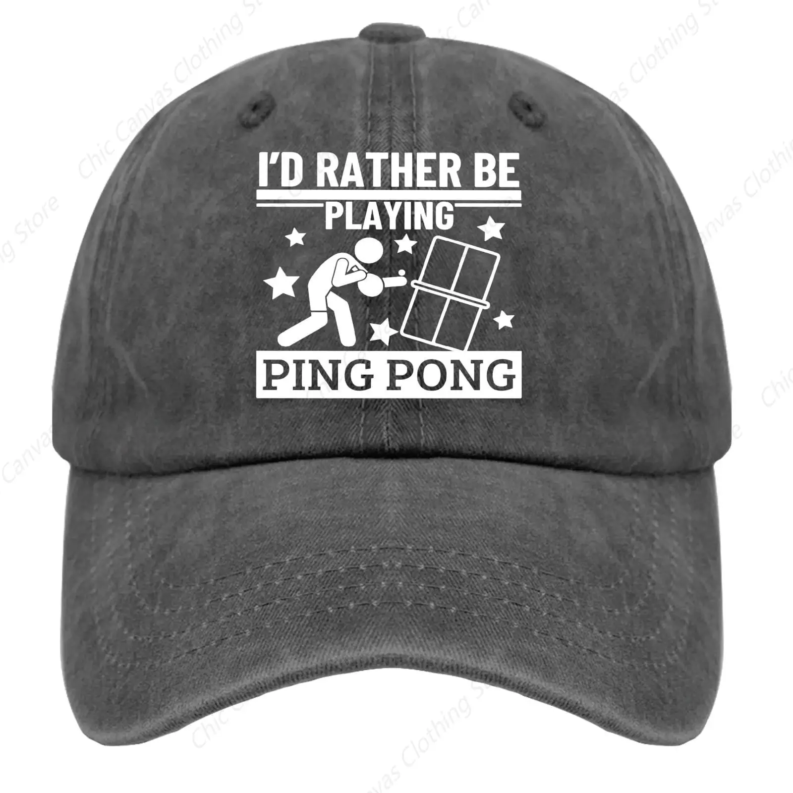 

I'D Rather Be Playing Ping Pong Caps Adjustable Washed Truck Hat Classic Vintage Hat Outdoor Sports Cap Adult Sunscreen Hat