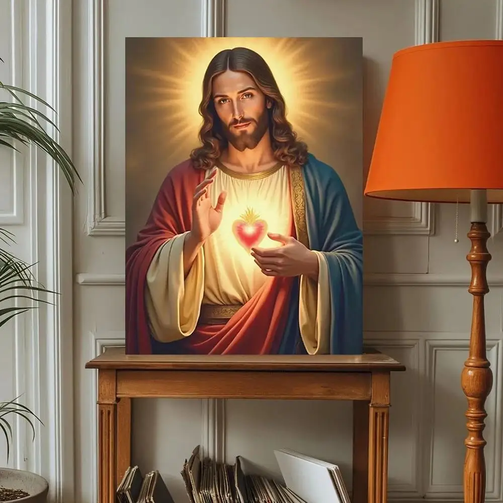 Sacred Heart of Jesus Divine Radiance Canvas Painting Print Wall Art Religious Home Decor Pictures Cuadros